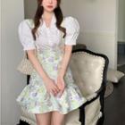 Short-sleeve Shirt / Floral Print Suspender Dress