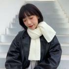 Plain Knit Scarf Off-white - One Size
