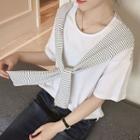 Short-sleeve Tie Neck T-shirt