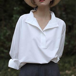 Long-sleeve Overhead Plain Shirt
