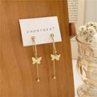 Butterfly Rhinestone Dangle Earring 1 Pair - Stud Earrings - Gold - One Size