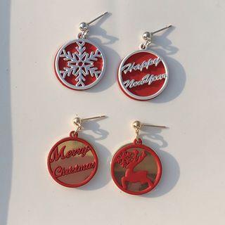 Christmas Alloy Disc Dangle Earring