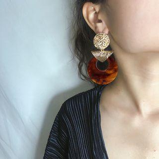 Acrylic Hoop Dangle Earring 1 Pair - 1365 - Gold - One Size