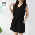 Sleeveless Button-up Playsuit