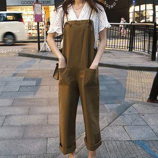 Sleeveless Plain Loose-fit Jumpsuit