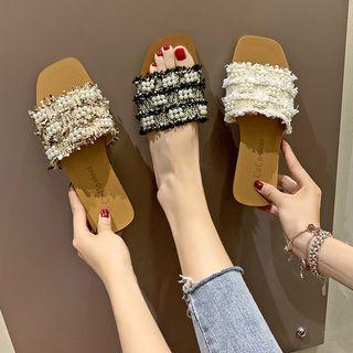 Faux Pearl Flat Mules