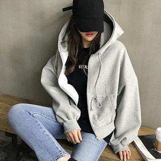 Kangaroo-pocket Fleece-lined Zip Hoodie