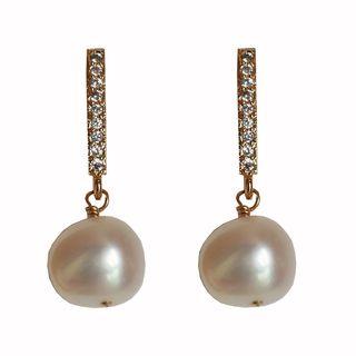 Faux Pearl Rhinestone Drop Earring 1 Pair - 925 Silver - White - One Size