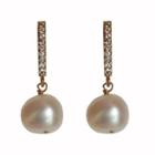 Faux Pearl Rhinestone Drop Earring 1 Pair - 925 Silver - White - One Size
