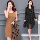 Set: Star Pattern Long Light Jacket + Sleeveless Mini Dress