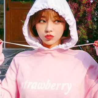 Strawberry Milk Lettering Cotton Hoodie