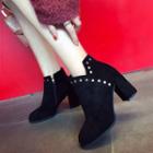 Faux Suede Studded Chelsea Ankle Boots