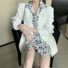 Plain Single-button Blazer / Cow Print Shirt