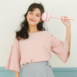 Bell 3/4-sleeve Cold Shoulder Top