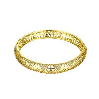 Fashion Simple Plated Gold Hollow Triangle Cubic Zircon Bangle Golden - One Size