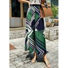 Pleated Patterned Culottes Green - One Size