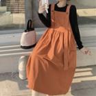 Midi Overall Dress / Short-sleeve T-shirt / Set