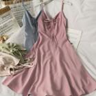 Sleeveless Drawstring Mini Dress In 7 Colors