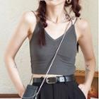 V-neck Crop Camisole Top Gray - One Size