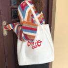Lettering Tote Bag Red Lettering - Beige - One Size