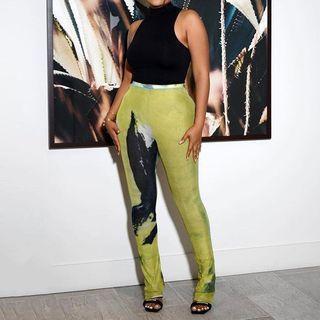 Mesh Print Skinny Pants