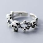 925 Sterling Silver Skull Open Ring Ring - One Size