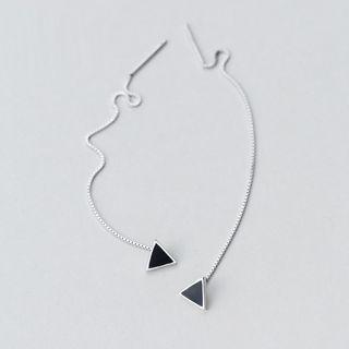 Triangle Sterling Silver Dangle Earring 1 Pair - Silver & Black - One Size