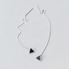 Triangle Sterling Silver Dangle Earring 1 Pair - Silver & Black - One Size