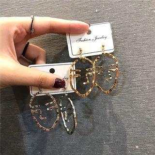 925 Sterling Silver Face Drop Earring / Clip-on Earring