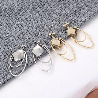 925 Sterling Silver Rhinestone Bow Oval Dangle Earring