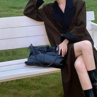 Contrast Collar Button-up Long Coat