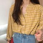 Plaid Blouse Yellow - One Size