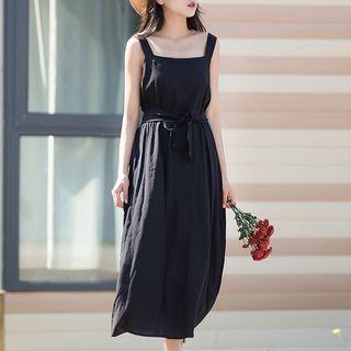 Sleeveless Loose-fit Sheath Plain Dress