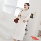 Lace-hem Long H-line Skirt