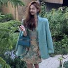 Lace Camisole Top / High-waist Floral Skirt / Long-sleeve Single-breasted Blazer