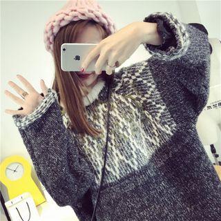 Patterned Panel Long Sweater