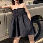 Shirred A-line Mini Tube Dress Black - One Size