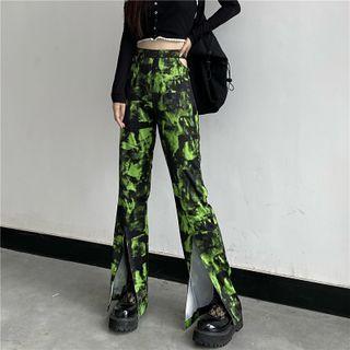 Tie-dyed Slit Wide Leg Pants