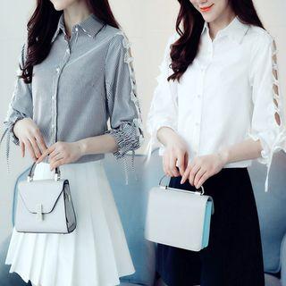 Faux-pearl Detail 3/4-sleeve Blouse