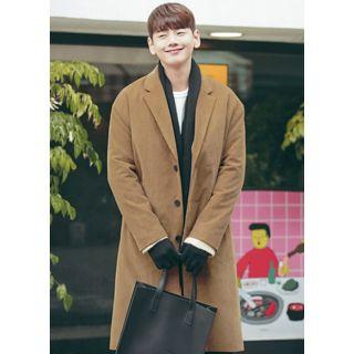 Single-breasted Corduroy Long Coat