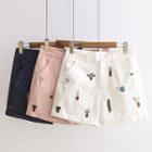 Plant Embroidered Shorts