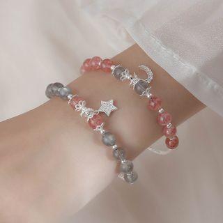 Moon / Star Pendant Moonstone Bead Bracelet