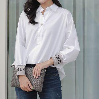 Half-placket Letter-trim Shirt