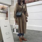 Tie Waist Plaid Coat As Shown In Figure - One Size