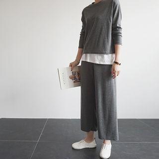 Set: Long-sleeve T-shirt + Wide-leg Pants