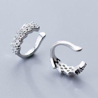 925 Sterling Silver Rhinestone Clip-on Earring As Shown In Figure - One Size