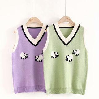 Panda Print Sweater Vest