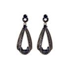 Rhinestone Alloy Drop Earring E2037 - 1 Pair - Black & Gold - One Size