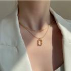 Rectangle Pendant Layered Alloy Necklace Gold - One Size