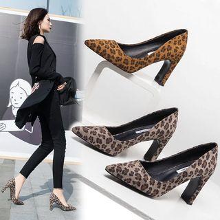 Pointed Leopard Print High Heel Pumps